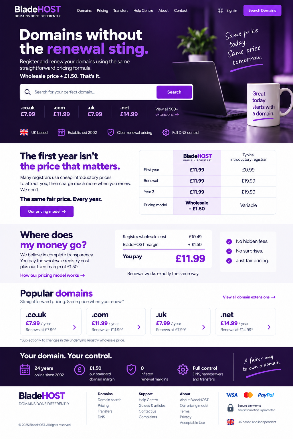 BladeHOST domain registrar website